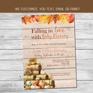 Fall Baby Shower Invitation, Fall in Love With Baby Invitation, Pumpkin Baby Shower Invitation, Autumn Baby Shower Invitation,