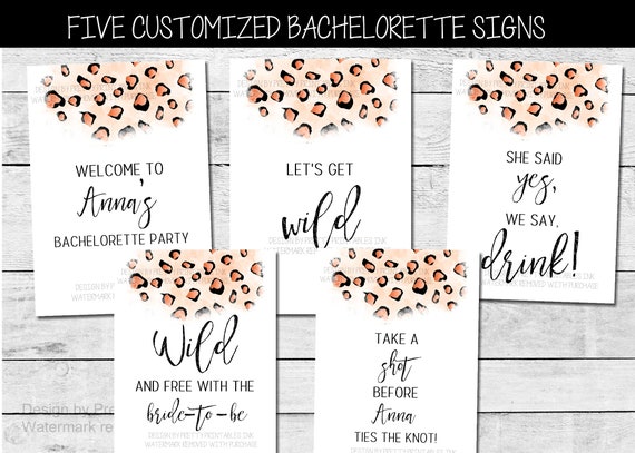 Printable jungle bachelorette signs, leopard print bachelorette decorations, customized bachelorette party signs, animal print bachelorette Il_570xn