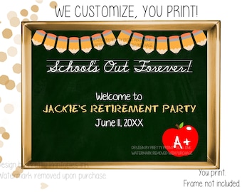 Teacher retirement sign, customized teacher retirement party sign, teacher retirement party welcome sign, apple retirement sign