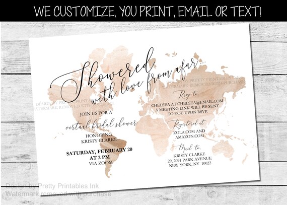 Virtual bridal shower invitation | Online Bridal Shower Invite | Long Distance Bridal Shower Invite | Travel Bridal Shower Invitation Il_570xn