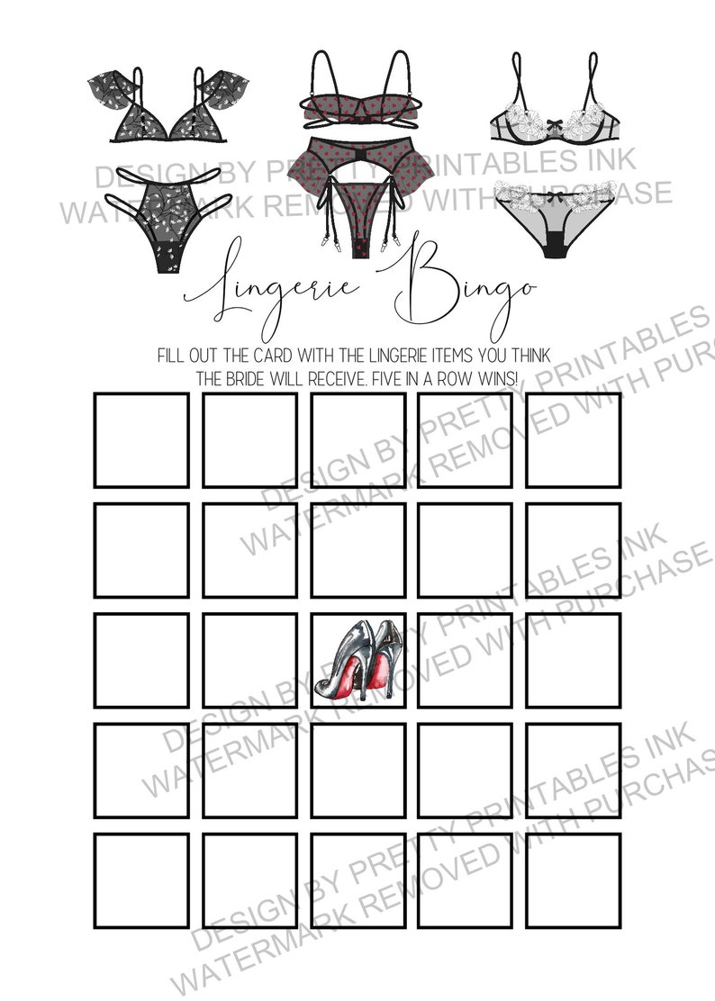 Lingerie Bingo Game Printable Lingerie Shower Game Lingerie Party Game Lingerie Bridal Shower Game Lingerie Bachelorette Game image 2