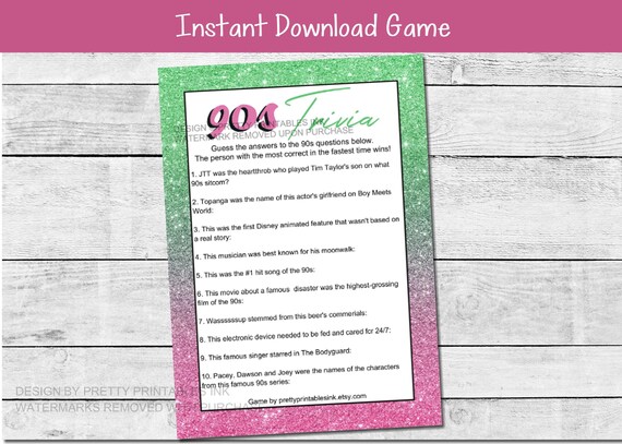 90s Trivia Game Printable Virtual Girls Night Game Girls Night In Game Virtual Games Night Game Virtual Party Game By Glass Slipper Designs Catch My Party