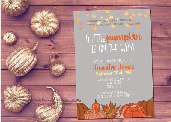 Fall Baby Shower Invitation Printable, Little Pumpkin Invite, Pumpkin Baby Shower Invite, Gender Neutral Fall Shower Invite, Autumn Invite Il_570xn