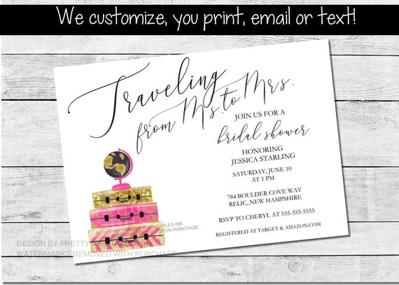 Printable Bridal Shower Invitation, Miss to Mrs Invitation, Traveling from Ms to Mrs Invitation, Travel Bridal Shower Invite Il_570xn