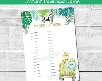 Safari Baby Shower Game |  Jungle Baby Shower Game | Baby Around the World Game | How to Say Baby Game | Gender Neutral Baby Shower Game