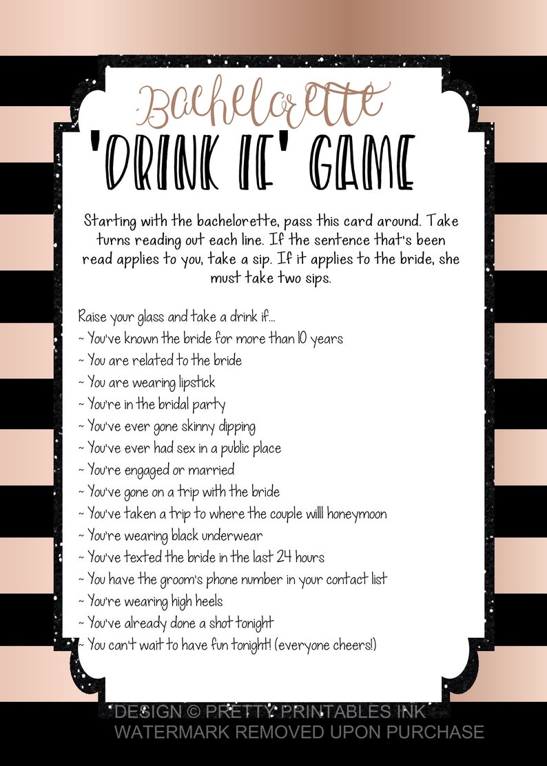 Bachelorette Party Games INSTANT DOWNLOAD, Rose Gold Bachelorette Games, Hen Party Games Bundle Bachelorette Scavenger Hunt, Drink If Game image 2