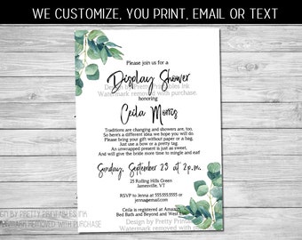 Greenery Display Bridal Shower Invitation, Unwrapped Gifts Bridal Shower Invite, Wrap in Clear Poem, Display Shower Poem for Bridal Shower