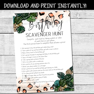 Printable Adult Scavenger Hunt Game | Adult Birthday Scavenger Hunt ...