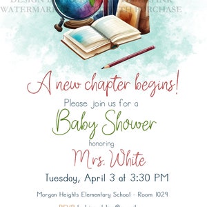 Teacher Baby Shower Invitation Printable, Classroom Baby Shower ...