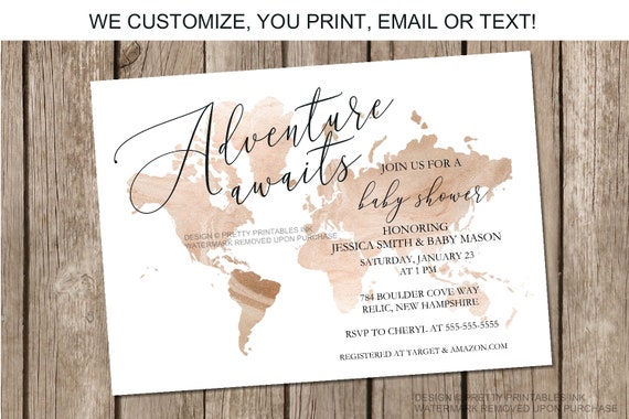 printable adventure awaits baby shower invite travel baby travel baby shower invitations