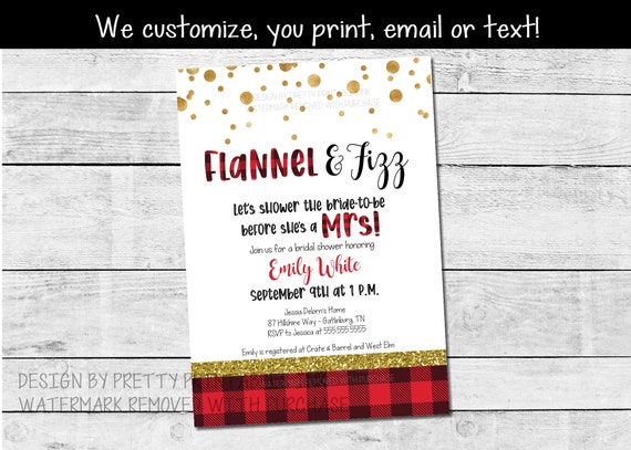 Flannel and Fizz Bridal Shower Invitation Printable, Flannel Bridal Shower Invitation Customized, Fall Bridal Shower Invite, Flannel Invite Il_570xn
