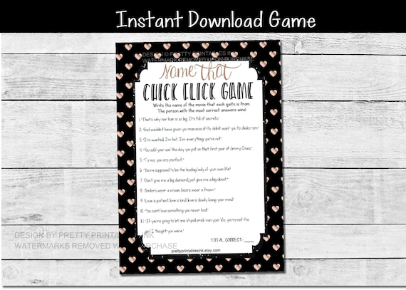 Name That Chick Flick Game Printable | Girls Night In Game | Virtual Girls Night Game | Movie Game | Female Birthday Games | Ladies Night Il_570xn
