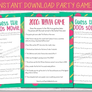 2000s Party Games Printable | 00&#39;s Party Game Bundle | Y2K Party Games | Adult Birthday Party Game | 21st Birthday Game | Girls Night Games
