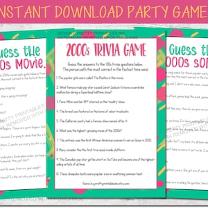 2000s Party Games Printable 00's Party Game Bundle Y2K Party Games Adult Birthday Party Game 21st Birthday Game Girls Night Games image 1