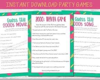 2000s Party Games Printable | 00&#39;s Party Game Bundle | Y2K Party Games | Adult Birthday Party Game | 21st Birthday Game | Girls Night Games