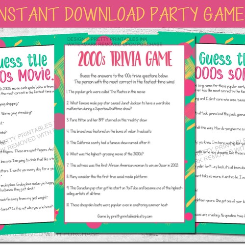 2000s Party Games Printable 00's Party Game Bundle Y2K Etsy