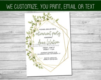 Retirement Party Invitation | Personalized Retirement Invitation | Virtual Retirement Party Invitation | Greenery Retirement Invitation