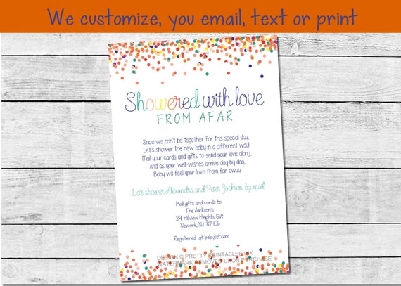 Baby Sprinkle Invitation Printable, Baby Sprinkle by Mail Invitation, Baby Shower By Mail Invitation, Long Distance Baby Sprinkle Invite Il_570xn