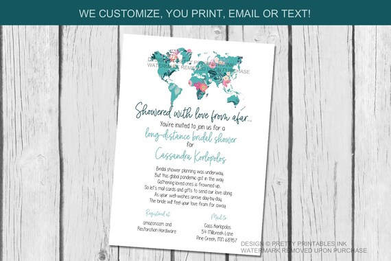 Bridal Shower by Mail Invitation, Long Distance Shower By Mail Invitation, Pandemic Bridal Shower Invitation, Travel Bridal Shower Invite Il_570xn