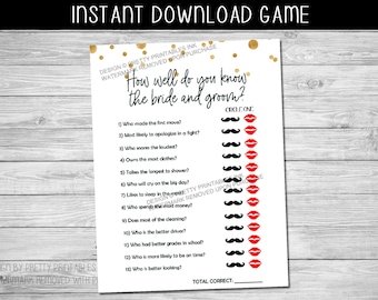 Bride or Groom Game Printable, Bridal Shower Game, Who Knows the Couple Best, Couples Shower Game, Wedding Shower Game Couples Quiz