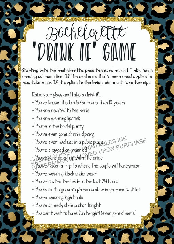 Bachelorette Party Game Printable, Bachelorette Drink If Game, Leopard Bachelorette Game, Virtual Bachelorette Party Game, Drinking Game Il_570xn