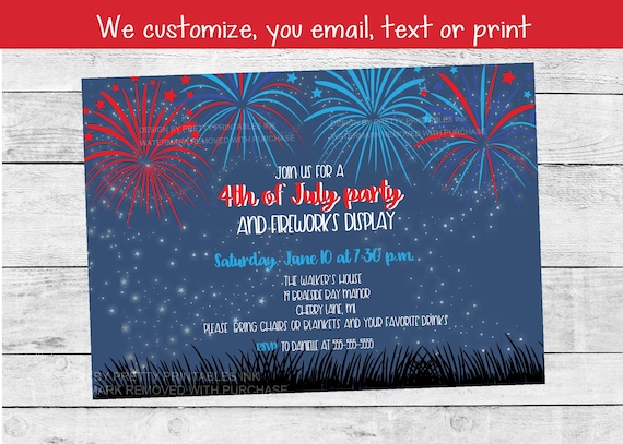 Printable 4th of July party invite, July 4th party invite digital, Independence Day party invite, July 4th BBQ invite, Fireworks Party Il_570xn