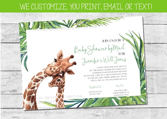 Baby Shower by Mail Invitation | Long Distance Baby Shower Invitation | Giraffe Baby Shower by Mail Invite | Safari Baby Shower by Mail Il_570xn
