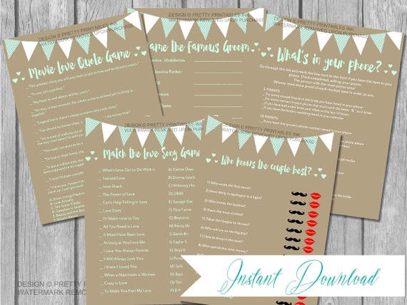 Bridal Shower Games Printable, Virtual Bridal Shower Games, Mint to Be Bridal Shower Games Il_570xn