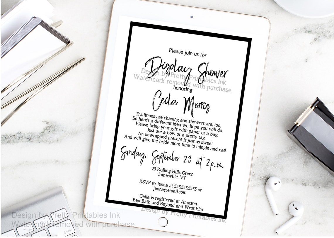 Display Bridal Shower Invitation Unwrapped Gifts Bridal Etsy
