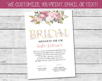 Bridal Shower By Mail Invitation | Floral Bridal Shower By Mail Invite | Long Distance Bridal Shower Invite | Floral Bridal Shower Invite