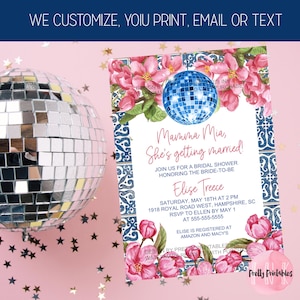 Mamma Mia Bridal Shower Invitation: Greek Mediterranean Party Theme (Digital/Printable Invitation)
