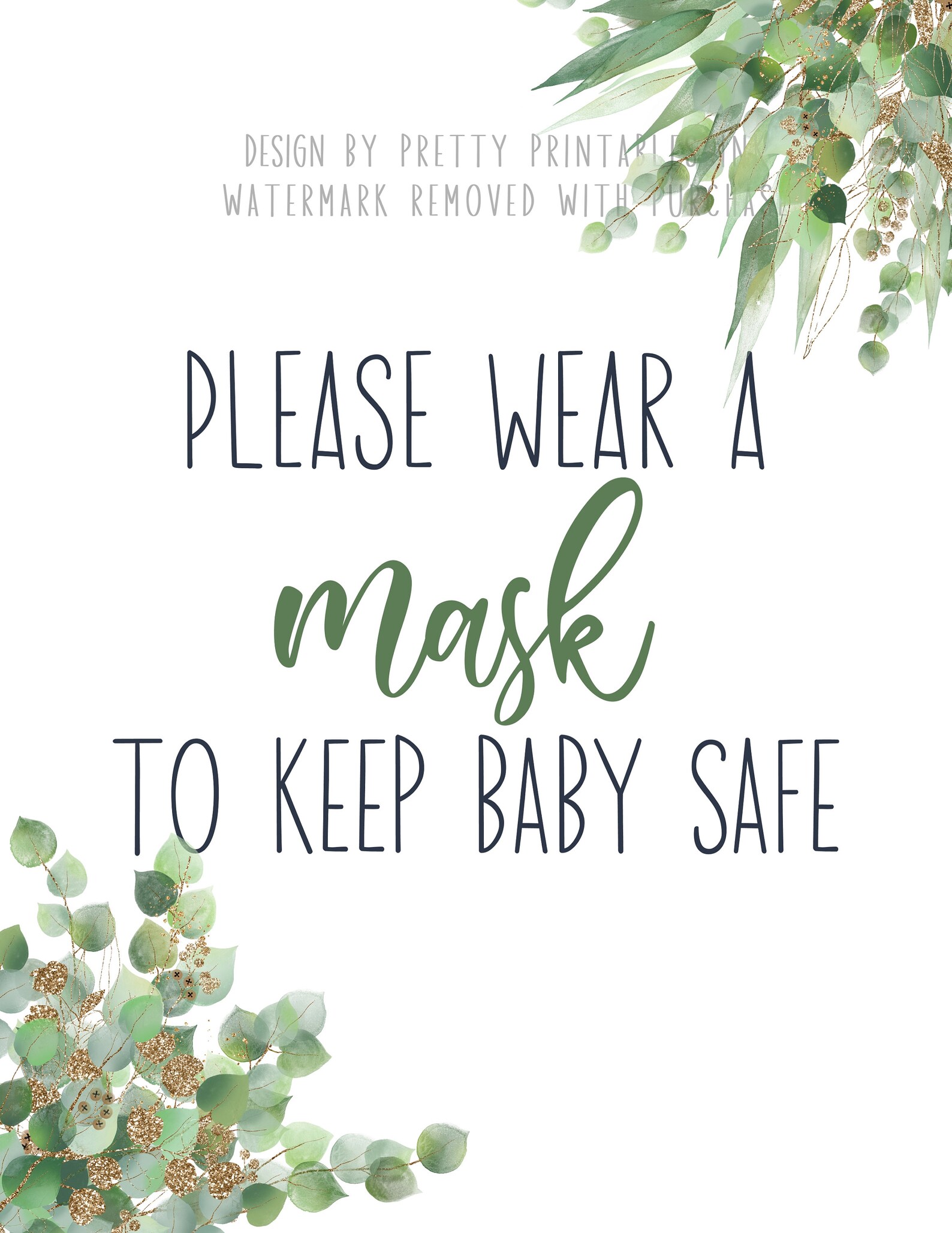 Wear a Mask Sign Please Wear a Mask Sign Baby Shower Mask Etsy Canada