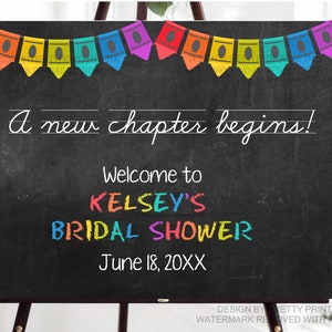 Teacher bridal shower sign printable, bridal shower welcome sign, teacher welcome sign, classroom party sign, customized classroom sign image 1