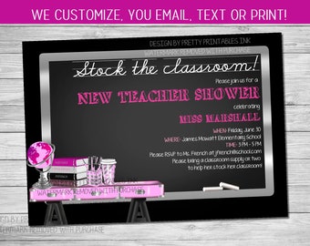 New Teacher Shower Invitation | Stock the Classroom Invitation for New Teacher | Teacher Grad Party Invite | School Supply Shower Invite