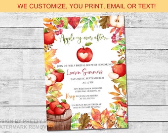 Appley Ever After Fall Bridal Shower Invitation, Apple-y Ever After Bridal Shower Invite, Fall Bridal Shower Invite, Autumn Shower Invite