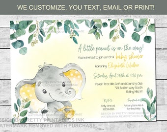 Gender Neutral Baby Shower Invitation | Printable Elephant Baby Shower Invitation | Personalized Baby Shower Invitation | Jungle Baby Shower