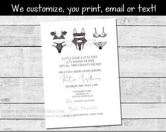 Lingerie Shower Invitation Printable | Lingerie Party Invitation | Naughty and Nice Lingerie Shower Invite | Classy Lingerie Shower Invite