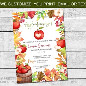 Fall Baby Shower Invitation, Apple of Our Eye Baby Shower Invite, Autumn Baby Shower Invite, Apple Baby Shower Invite, Gender Neutral Invite