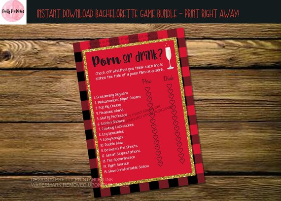 Bachelorette party game, porn or drink game, flannel bachelorette game, virtual bachelorette game, flannel fling bachelorette game Il_570xn