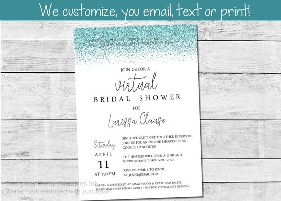 Virtual Shower Invitation | Bridal Shower Invite | Virtual Bridal Shower Invite | Shower by Mail Invitation | Long Distance Shower Invite Il_570xn