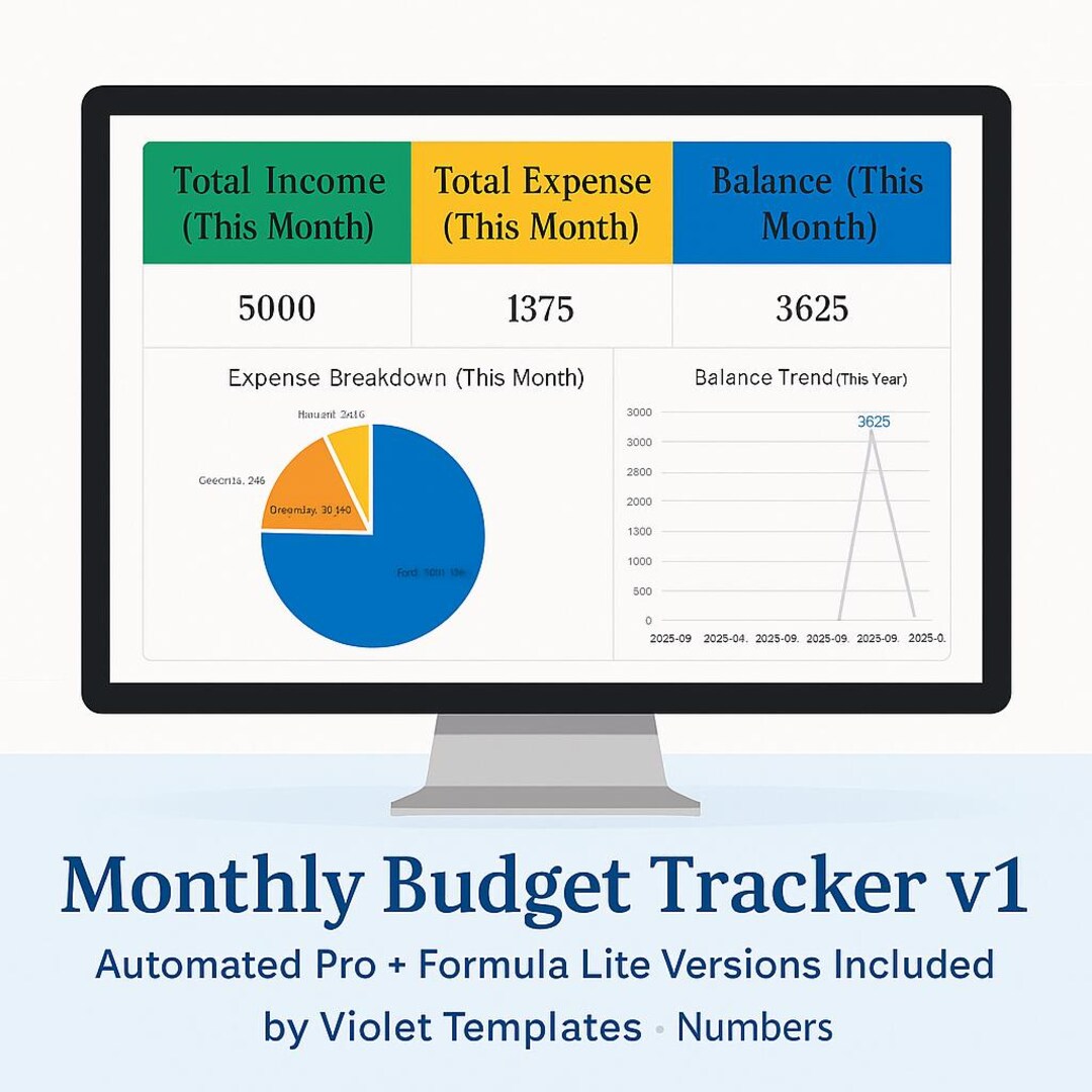 Monthly Budget Tracker Excel Template | Expense Spreadsheet | Finance ...