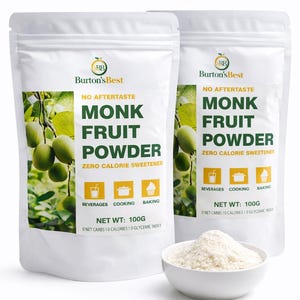 Organic Monk Fruit Sweetener Powder | Zero Sugar Natural Sugar Alternative | Coffee, Tea & Baking | 2 Pack