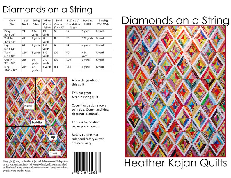 PDF Version Only Diamonds on a String Quilt Pattern image 3