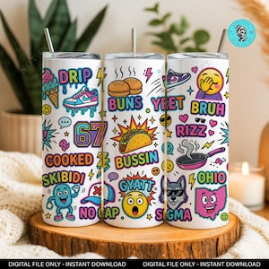 Gen Z Meme Slang Digital Art, Trending Internet Culture Bundle, Skibidi, Ohio, Sigma, Rizz, Bussin, Yeet, Drip, No Cap, Bruh, Cooked, Gyatt