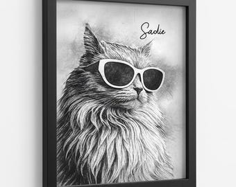 Custom cat portrait, drawing from photo, custom pet art, cat portrait, pet gift, pet drawing, dog painting, cat painting, cat drawing custom