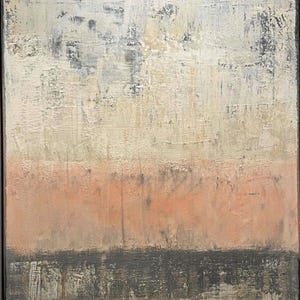 Acrylic painting "Whispers of Blush" 70 cm x 60 cm, in a white shadow gap frame, white-pink-grey, created using a spatula technique
