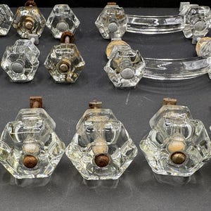 Vintage Glass Drawer Knobs & Pulls, 13 Piece Dresser Hardware Set, Clear Glass Cabinet Knobs, 3 Inch Centers
