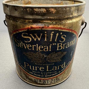 Vintage Swift's Silverleaf Pure Lard blikken emmer | Antieke voedselreclame | Rustieke boerderijdecoratie