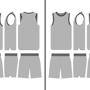 Plantilla de uniforme de baloncesto profesional actualizada / Archivo editable de Adobe Illustrator / Maqueta de diseño deportivo para camiseta y pantalones cortos