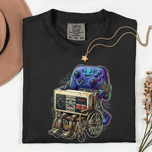 Camiseta para gamers, camiseta divertida con diseño de mando retro vs. moderno, camiseta con diseño de la evolución de los videojuegos.